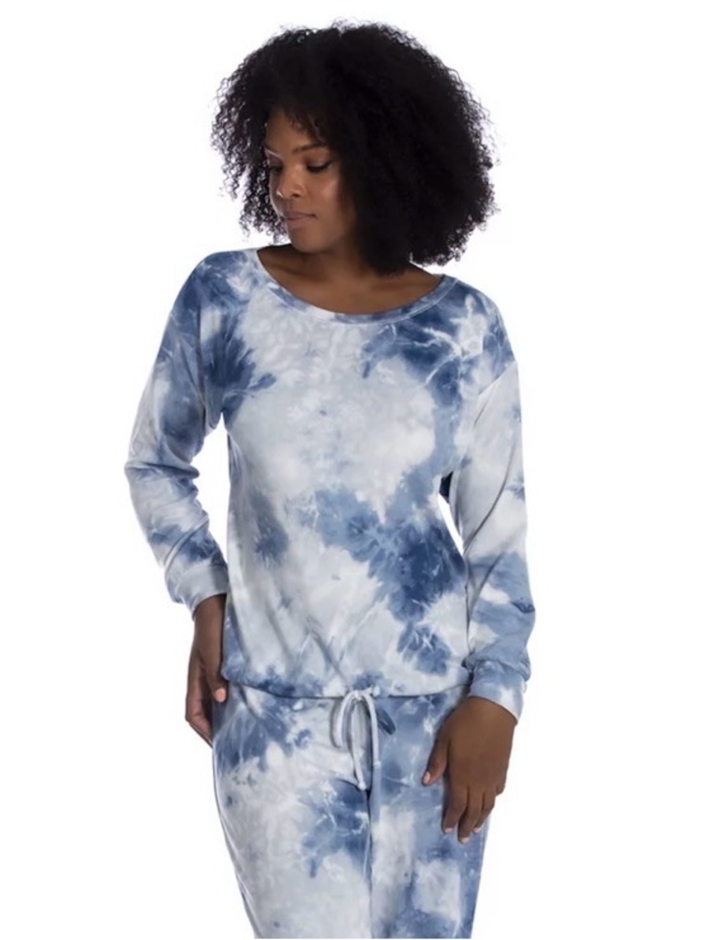 Blue Tie-Dye Women's Loungewear Top